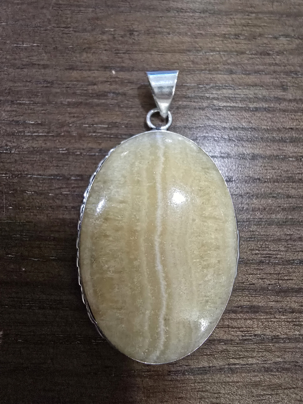 Yellow Lace Agate Oval Pendant